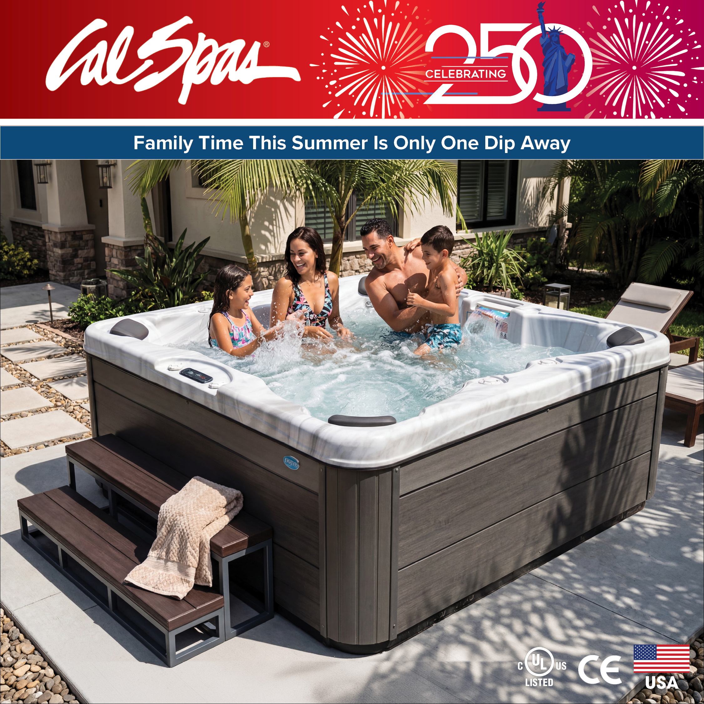 Calspas hot tub being used in a family setting - Traverse City
